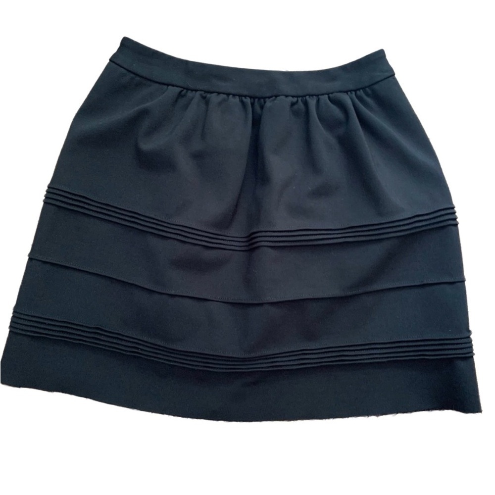 Madewell Silhouette Black Skirt Pleated Raw Hem Size Extra Small